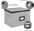 HURZMORO Wine Glass Storage Box, Holds 12 Stemware Glasses, Stackable Padded Glassware Organizer with Handles & Zipper, Oxford Fabric Case for Moving & Holiday Storage