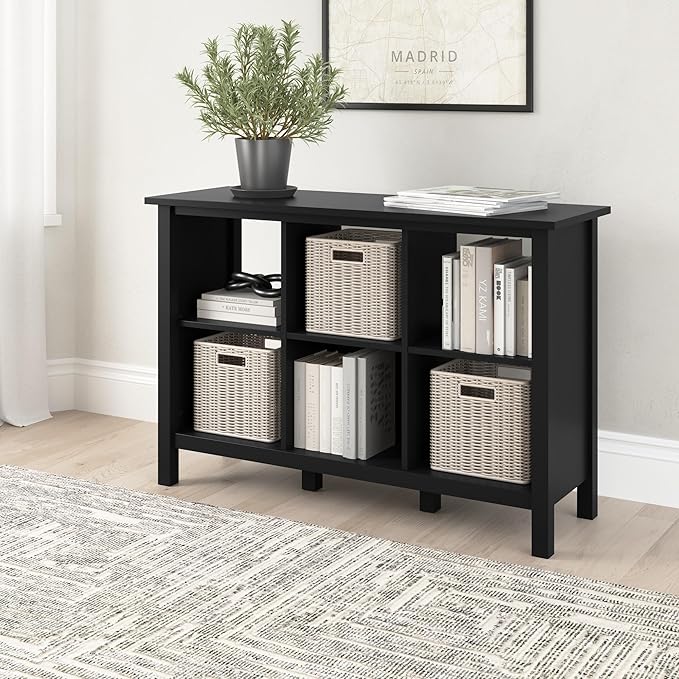 Bush Furniture Broadview 6 Cube Organizer in Classic Black | Storage for Home Office Workspace