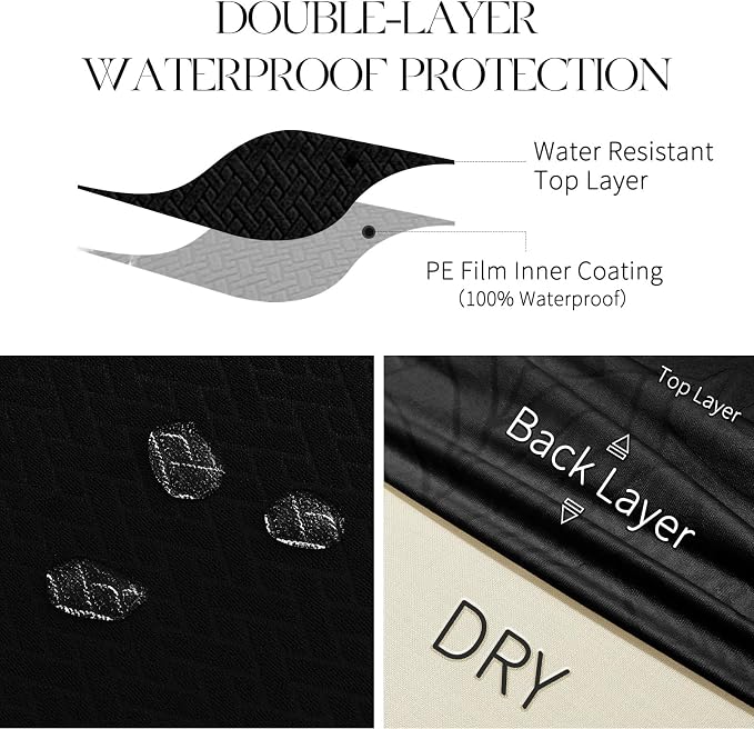 MOSAYT 100% Waterproof Dining Room Chair Covers Set of 6, Super Fit Stretch Jacquard Parson Chairs Slipcovers Removable Washable Chair Seat Protectors for Home, Kitchen, Banquet (Black)