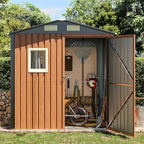 Outdoor Storage Shed 6x4 Ft, Lockable Metal Garden Shed with Window, Tool Shed Tiny House Vertical Outside Storage Building for Backyard, Lawn, Patio, Bike