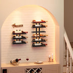 Hoctieon 3-Set 6 Tier Wall Mount Wine Rack (18 Tiers), Wall Racks for Wine Bottles Display and Storage, Hanging Bottle Organizer for Living Room, Dining Room, Wine Cellar, Bar, Black