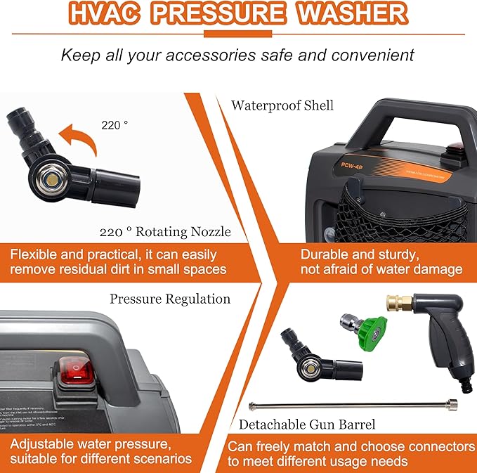 Updated ZPB140 Port A Blaster HVAC Coil Cleaning, Portable Pressure Washer, Coil Jet Cleaner for ac Unit 120V 80W for Indoor or Outdoor, Flow Rate 4L/min, Working Pressure 0.7-1.0MPa