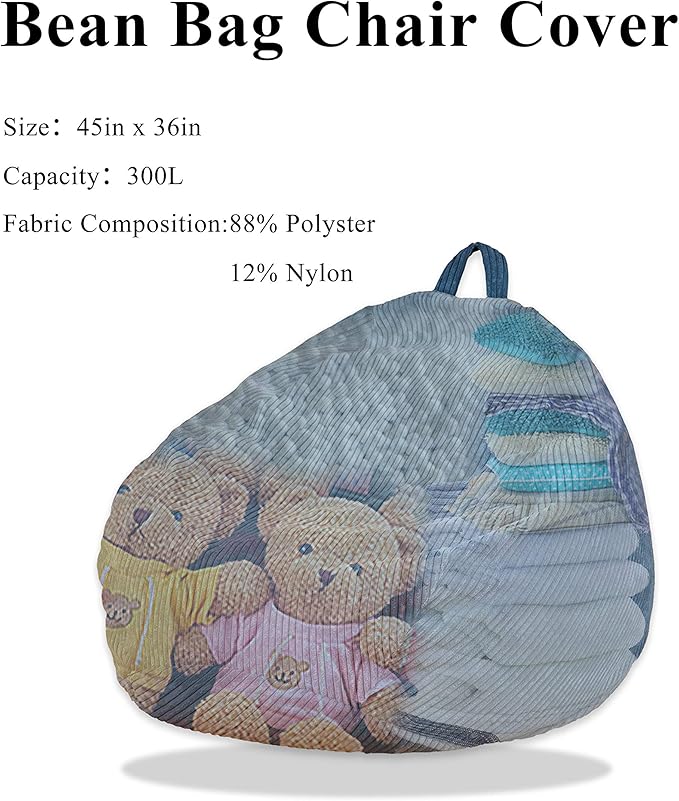 Stuffed Animal Storage Bean Bag Chair - Bean Bag for Kids - Toy Storage Bag - Chair Gifts for Kids (Small, Khaki)