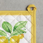 Maison d' Hermine Pot Holders 100% Cotton Potholders (8" x 8", Pack of 2) | Heat Resistant Hot Pads with Loop BBQ Cooking Baking Farmhouse Kitchen Handling Hot Pans Spring Summer - Limoncello