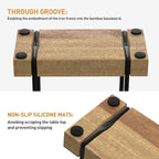 Wican Napkin Holder for Table, Acacia Iron Standing Napkin Dispenser | Kitchen Dining Table Farmhouse Cocktail Picnic Rustic Wood Holders, Mail, Suitable Dining Room Decors, Acacia and Matte Black