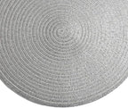 SHACOS Christmas Glitter Silver Placemats Set of 8 Sparkle Bling 15 inch Round Braided Table Mats Washable Place Mats for Dining Table Home Table Decor (Silver, 8)