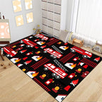 Car Play Rug Fire Fighting Truck Area Rug Car Rug Play Mat Kids Rugs for Playroomcar Rug for Boys Room Carpet Floor Mat for Bedroom Living Room,Black 4'5''×6'