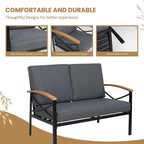 Shintenchi 2 Piece Outdoor Patio Furniture Set, Metal Sofa Chair Conversation Set, Including Loveseat and Coffee Table for Backyard, Patio, Balcony, Poolside (Dark Grey)