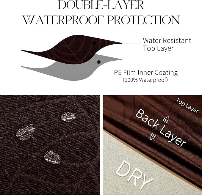 MOSAYT 100% Waterproof Dining Room Chair Covers Set of 6, Super Fit Stretch Jacquard Parson Chairs Slipcovers Removable Washable Chair Seat Protectors for Home, Kitchen, Banquet (Chocolate)