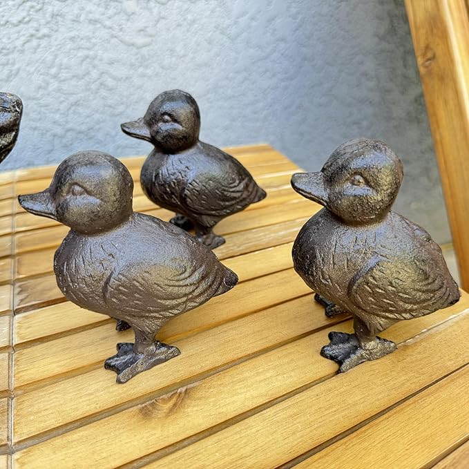 Rust Brown Cast Iron Duck Figurine（3.6" Tall） - Single Piece Vintage Style Decorative Ornament for Home, Garden, Shelf Decor HC6905