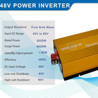 3000W Pure Sine Wave Inverter-48V DC to 110V AC Power Converter with 2 AC Outlets, 48 Volt Power Inverter for Truck, Rv, Camping, Home, Emergency Power