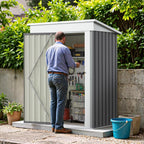 Greesum 5×3 FT Outdoor Storage Shed, Metal Storaged Sheds Without Floor, Tool Sheds with Lockable Doors and Slooping Roof for Garden, Patio, Backyard, Gray