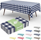 4 Packs Buffalo Disposable Table Cloth, 54 x 108 Inch Waterproof Plastic Tablecloth, Rectangle Navy and White Checkered Table Covers for Picnic, Birthday, Party, Back to School