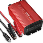 500W Pure Sine Wave Power Inverter, DC 12V to 110V AC Car Plug Inverter Adapter with 4.2A Dual USB Charging Ports and 2 AC Outlets Car Charger (Red)