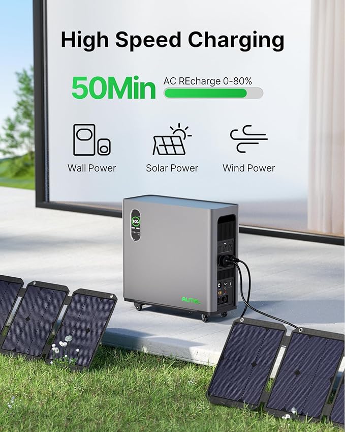 Autel 3072Wh Portable Power Station, Automotive-Grade LiFePO₄ Power Station, 120V AC Outlets x 5, 1.2H Fast Charge, Solar Generator for Home Use, Power Outage, RV, Camping, Emergencies