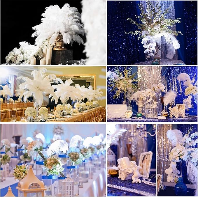 THARAHT 12pcs Purple Ostrich Feathers Natural Bulk 14-16Inch 35cm-40cm for Wedding Party Centerpieces Easter Gatsby and Home Decorate Ostrich Feather
