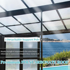 10x14FT Wall Mounted Sunroom Kit All Season, Outdoor Enclosed Gazebo Lean to Solarium with Detachable Polycarbonate Roof/Windows, 2 Lockable Sliding Doors, Permanent Aluminum Sun Room for Patio
