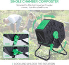 F2C 18.5 Gallon Compost Tumbler Compost Bin All-Season Outdoor BPA Free Single Rotating Chamber Composters w/ 2 Sliding Doors and Solid Steel Frame