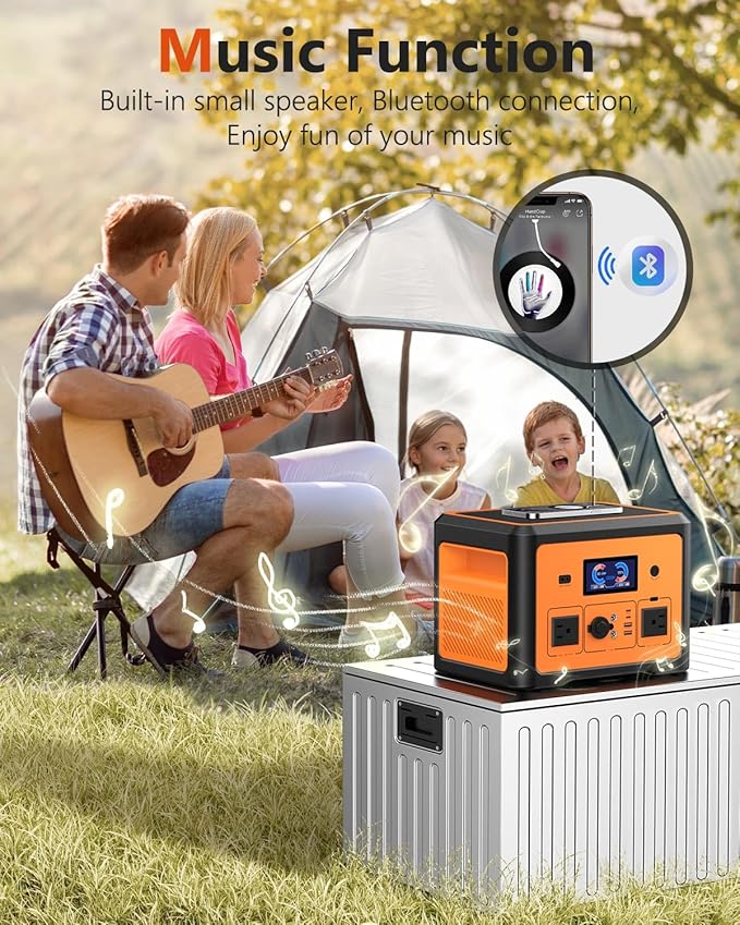Portable Power Station 600W(Peak 1800W), Solar Generator with 384WH LiFePO4 Battery, 10 Outputs & UPS Battery Backup, Generators for Home Use, Camping, Emergency Power Outage, RV, CPAP