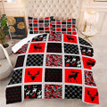 Tailor Shop Deer Comforter Sets for Kids Boys Teens Camo Comforter Sets Twin Size Black and Red Bedding Set Room Decor, Deer Antlers Bed Sets with 1 Pillowcase…