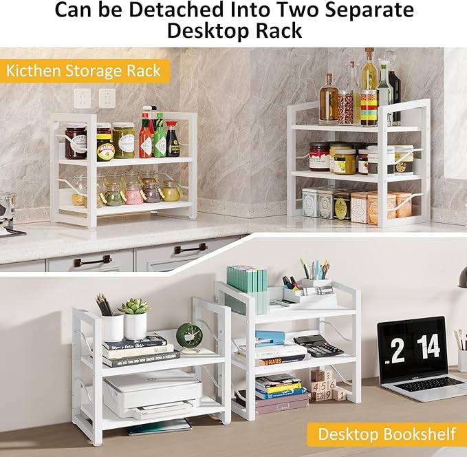 Small Bookshelf with Drawer - 4-Tier Wood Book Shelf Industrial Narrow Bookcase Storage Organizer Metal Stackable Shelves for Desktop Bedroom Living Room Home Office (White)