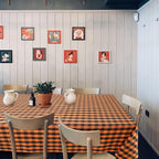 Urban Villa Tablecloth Cotton Tabletop 60x84 (6-8 Seat) Orange/Black Checks