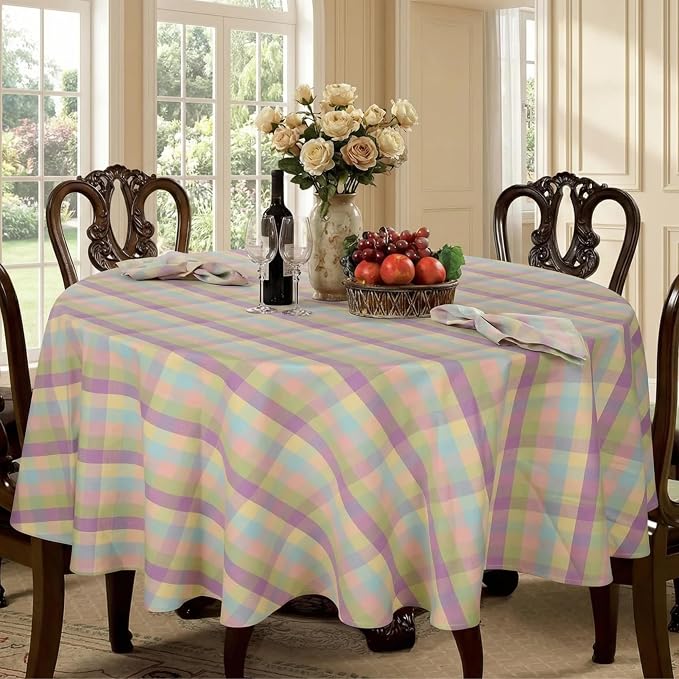 Urban Villa Tablecloth Cotton Tabletop 70 RD (4 Seats) Easter Checks