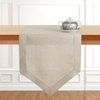 D'Moksha Homes Natural Linen Table Runner 108 Inches Long - 100% Pure Linen Diamond Table Runner 14 x 108 Inch for Dining, Fall and Halloween - Machine Washable