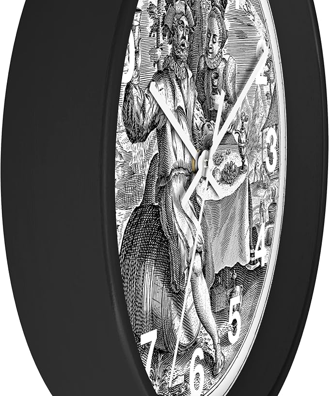 Mozingo ~ Wine Clock for Kitchen Bar Wall It's Wine O'clock Silent Time Gift Home Decor Made In USA, 10" (Hour Marks - Numbers, Clock Frame Color - Black, Wine Theme #02)
