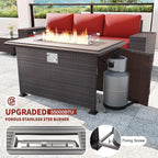 Kullavik 13PCS Outdoor Patio Furniture Set,PE Wicker Rattan Sectional Sofa Patio Conversation Sets with 43" 55000BTU Gas Propane Fire Pit Table,Swivel Rocking Chairs Set,Dark Red