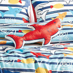 for Kids Ocean Life 4-Piece Comforter Set - Beautiful Motif Design Bedding Set with Embrodery Print