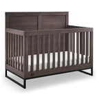 Simmons Kids Foundry 6-in-1 Convertible Baby Crib, Rustic Grey with Matte Black