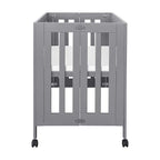 Babyletto Origami Mini Portable Folding Crib with Wheels in Grey, 2 Adjustable Mattress Positions, Greenguard Gold Certified