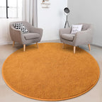 Round Area Rugs for Bedroom Living Room, 4x4 Orange Super Soft Comfy Thickened Memory-Foam Indoor Circle Carpets, Modern Aesthetic Minimalist Carpet for Boys Girls Adults Nursery Home Décor