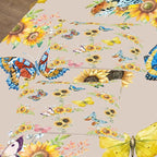 Tailor Shop Sunflower Comforter Sets Queen Size,Sunflower Bedding Sets for Teens Kids Butterflies Comforter Sets,Butterfly Bedding Sets Vintage Yellow Flowers Bedding Sets with 2 Pillowcases