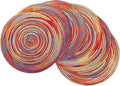 SHACOS Round Braided Placemats Set of 6 Table Mats Colorful Place Mats for Dining Tables Holiday Party Decor (Rainbow Red, 6)