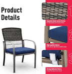 Pamapic Patio Table and Chairs Set, All-Weather Rattan Outdoor Table and Chairs with Removable Waterproof Cushions, Plastic-Wood Patio Dining Set for 4 with Umbrella Hole(Blue)