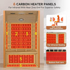 springspa Far Infrared Sauna for Home, Home Indoor Infrared Sauna for 2-Person, Canadian Hemlock Wood Sauna Room with Low Emf Red Light Therapy, 9 Chromotherapy Lights, Bluetooth Speakers