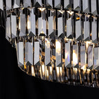 TOCHIC Chandelier for Dining Room 40 inch, Modern Crystal Chandelier for Living Room, Black Kitchen Chandelier Island Lighting, Oval Contemporary Ceiling Light Fixture for Bedroom, Smoke Grey