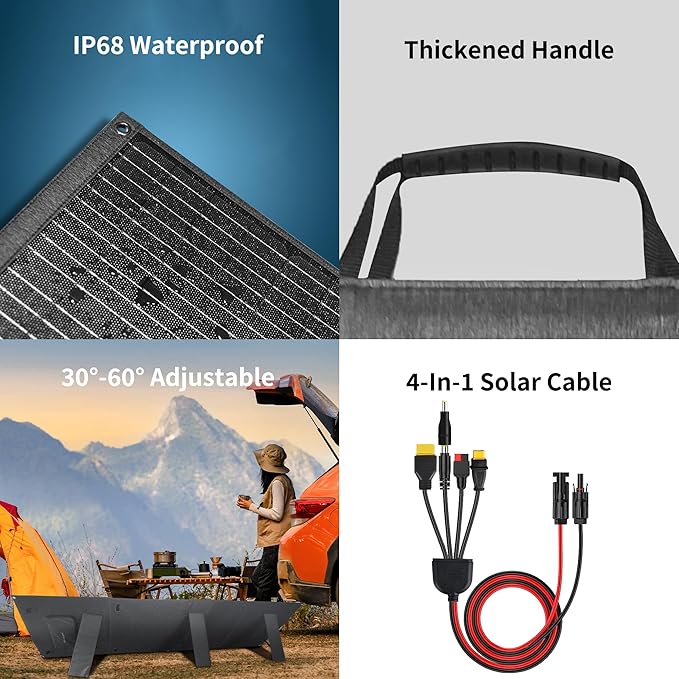 400W Portable Solar Panel for Power Station Generator,400 Watt Foldable Solar Panel Charger with MC4 Output,3-in-1 DC Connector,23.5% High Efficiency for Outdoor Camping RV Travel (400W)