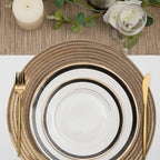 SHACOS Round Placemats Set of 6 Washable 15 inch Variegated Braided Round Place Mats Kitchen Table Mats (Rainbow Brown, 6)