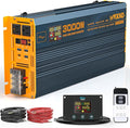 3000W Pure Sine Wave Power Inverter DC 12V to 110V 120V with Fast Charging Type-C& 3 USB Ports LCD Display Remote Controller Power Inverters for Vehicles,RV,Truck,Home,Off-Grid Solar System