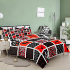 Tailor Shop Deer Comforter Sets for Kids Boys Teens Camo Comforter Sets King Red and Black Bedding Set Room Decor with 2 Pillowcase
