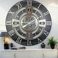 The Gears Clock Real Moving Gear Wall Clock England Line (Vintage Black, 36 inches (90 cm))