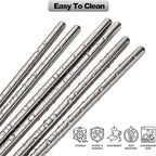 Nicunom 5 Pairs Pure Titanium Chopsticks, Ultralight Titanium Metal Chopsticks Dishwasher Safe Non-Slip Reusable Chopstick for Home Camping Travel, Silver Chop Sticks Gift Set
