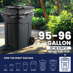 Plasticplace 95-96 Gallon Heavy Duty Black Trash Bags - Contractor Grade, Extra Large Garbage Bags for Construction & Outdoor Trash Cans, 1.2 Mil Thick, 61” x 68” (15 Count Roll)