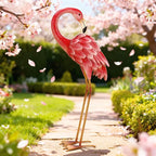 Shorayn Garden Statues Flamingo Sculptures Metal Yard Art, Pink Bird Art Outdoor Backyard Decor Patio Lawn Porch Ornament Flamingo Yard Decoration