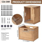 KIRIGEN Stackable Wood Storage Cube/Basket/Bins Organizer for Home Books Clothes Toy Modular Open Cubby Storage System - Office Cubical Bookcase Closet Shelves C26-DBR