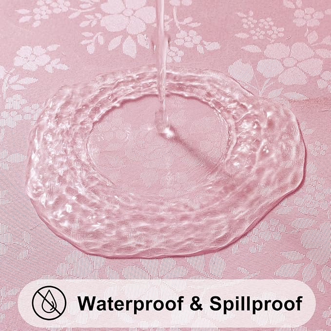 Smiry Rectangle Waterproof Heavy Duty Vinyl Tablecloths, 60 x 84 Inch | Wipeable Washable Floral Embossed Table Cover for Kitchen and Dining Room, Indoor & Outdoor Use, Dirty Pink
