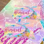 NINENINE Mermaid Comforter Set,Queen Size Princess Bedding Sets for Girls,Glitter Comforter Sets for Girls,Kids Colorful Fish Bedding Sets with 1 Comforter 2Pillowcases…